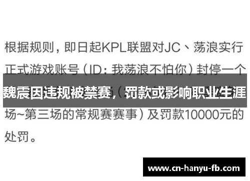 魏震因违规被禁赛,罚款或影响职业生涯 魏震因违规被禁赛,罚款或影响职业生涯